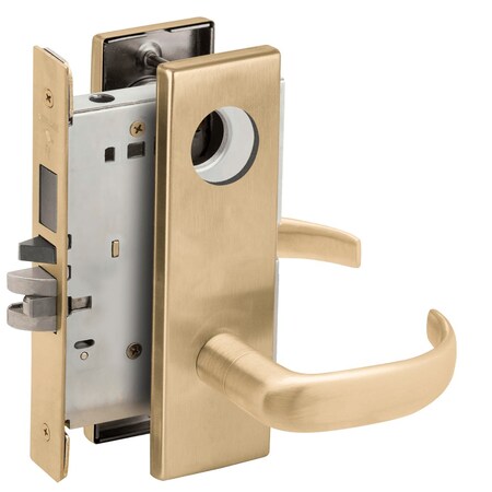 Schlage Entrance Mortise Lock with Deadbolt, 17N Design, Less Cylinder, Satin Brass L9453L 17N 606